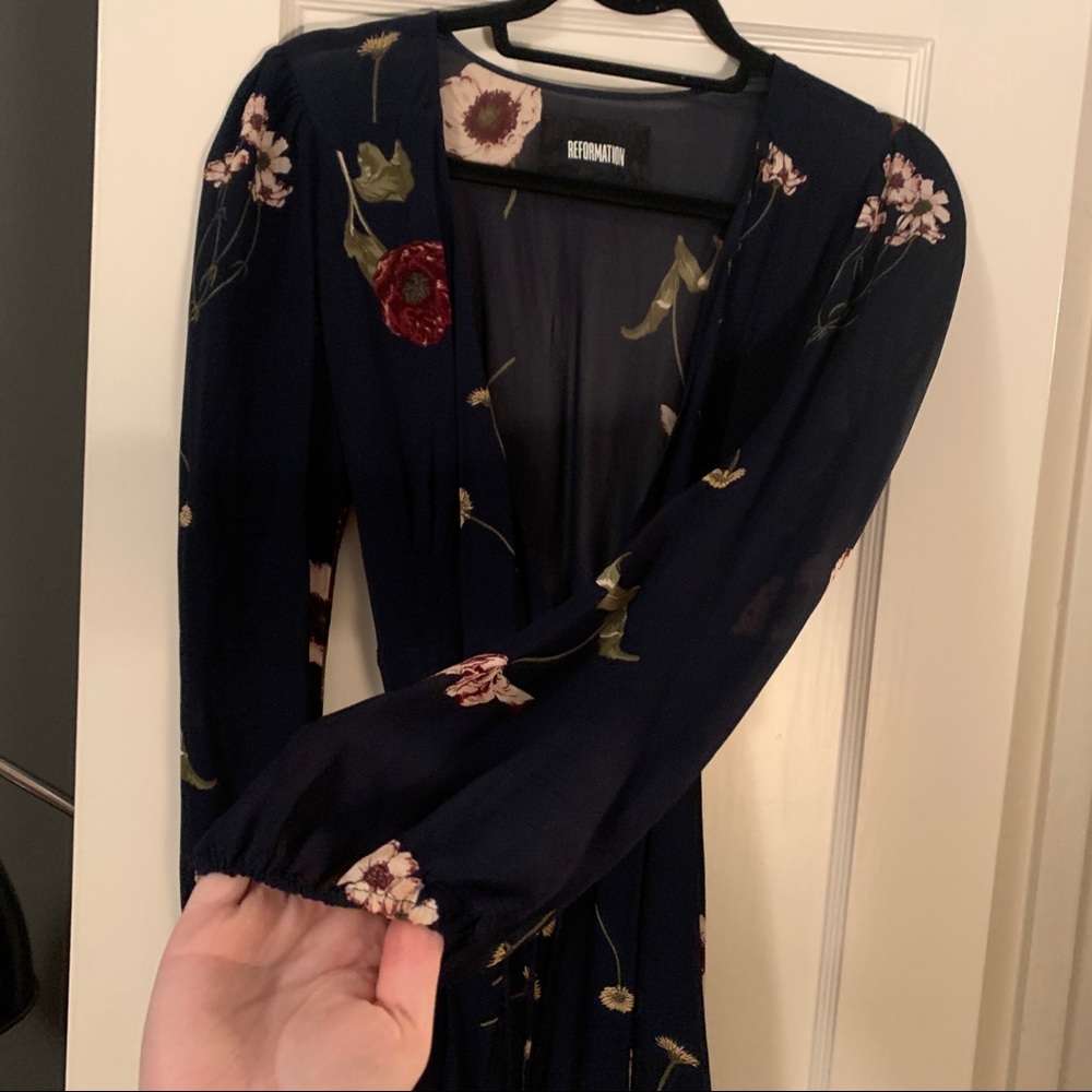 Reformation XS floral printed wrap mini dress